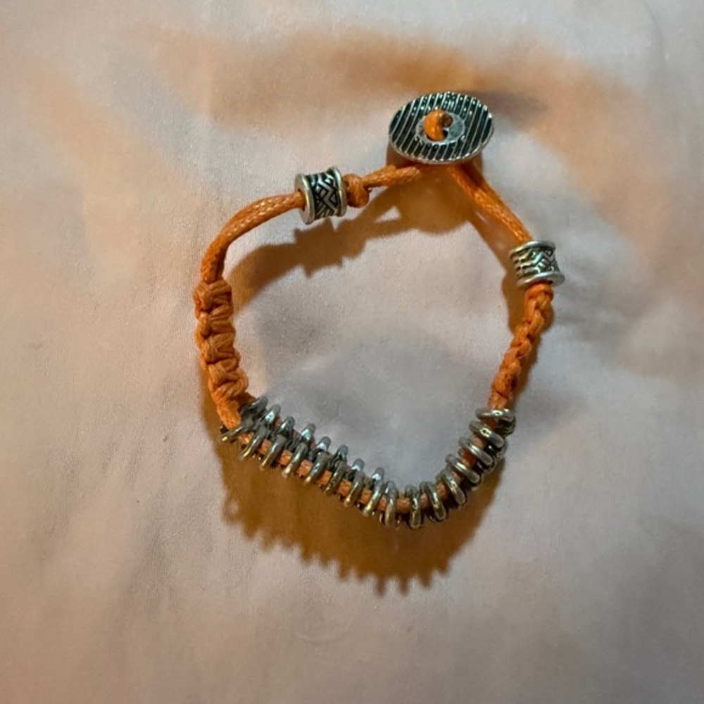 Orange and Silver Beaded Bracelet NWT